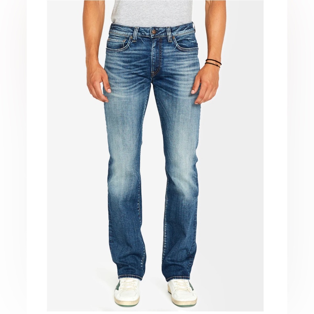 NWT Buffalo David Bitton Relaxed Straight Driven Sanded Blue Jeans 30x32